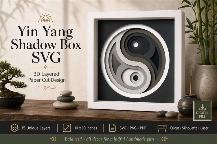 Yin Yang Shadow Box Layered Paper Cut