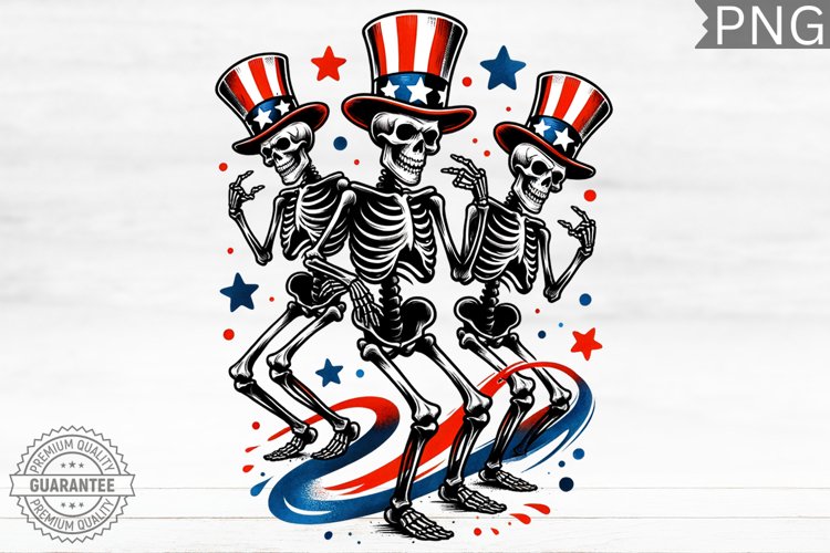 4th of July Skeleton - 4th Of July PNG Design