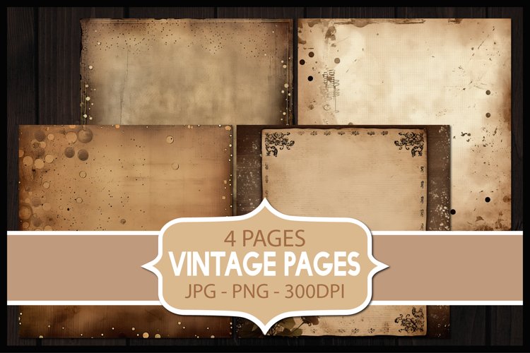 4 Vintage Coffee Brown Digital Papers I Junk Journal Page