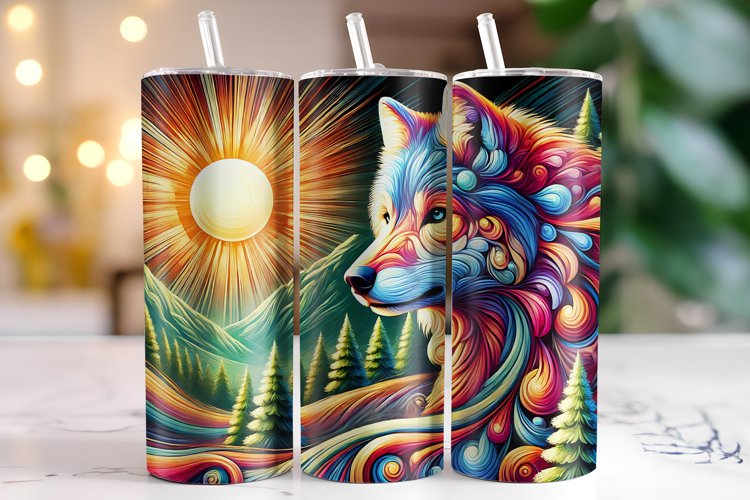 Wolf Tumbler Wrap | Sublimation | Tumblers example image 1