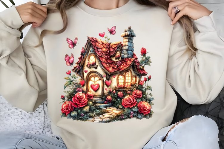 Valentines Day Fairy Houses Clipart PNG