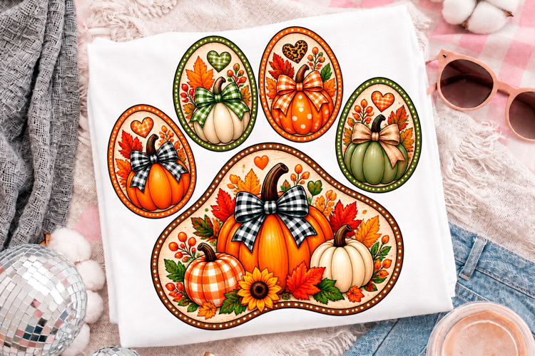 Pumpkin Bow Autumn Harvest Fall T-Shirt Design