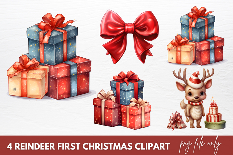 Reindeer First Christmas Clipart Sublimation