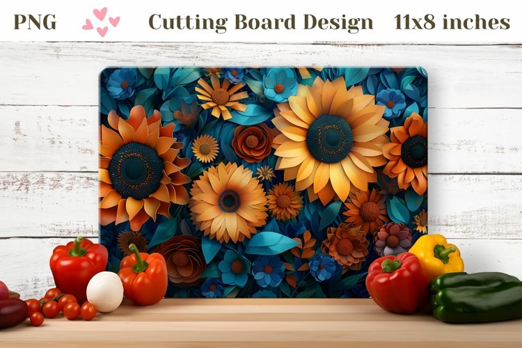 Flowers Cutting Board Design, 3D Sunflowers Cutting Board example image 1