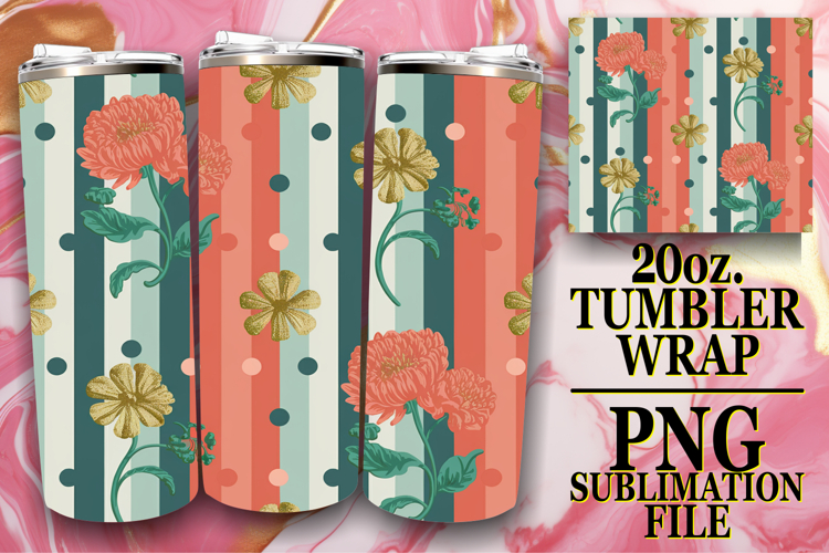 Vibrant spirit 20oz tumbler wrap, Gold Flower