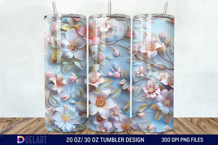 3D Embroidery floral Tumbler Wrap example image 1