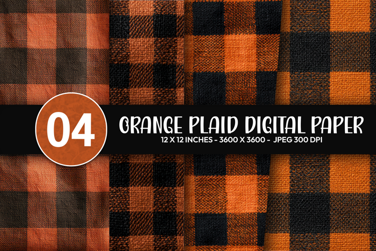 Orange Plaid Digital Paper