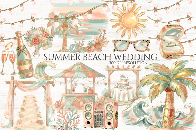 Summer Beach Wedding Day PNG Clipart