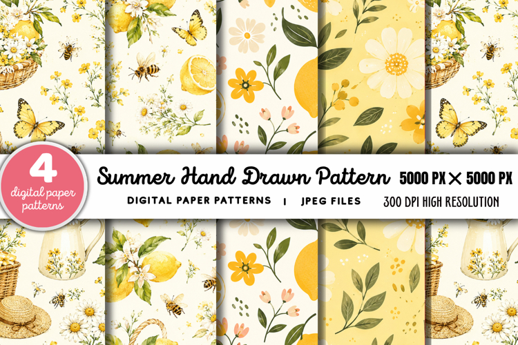 Summer Beach Hand Drawn Pattern JPG