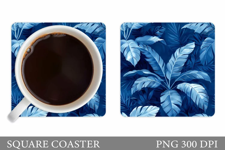 3D Tropical Leaves Coaster. Tropical Leaves Square Coaster