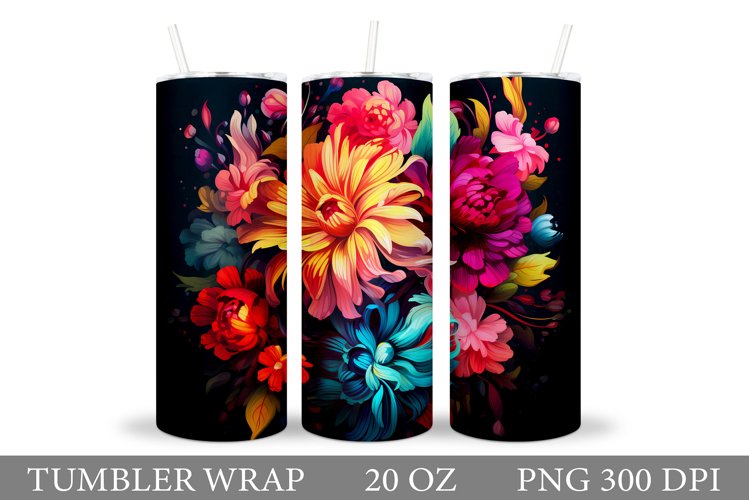 Flowers Tumbler Wrap Design. Sublimation Tumbler Flowers