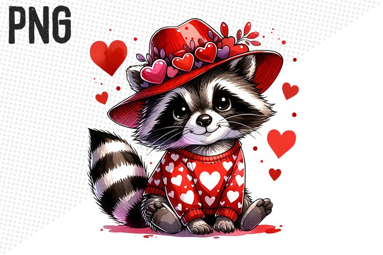 Valentine Raccoon Sublimation PNG - Valentine Clipart Design