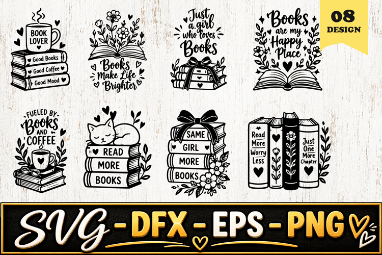 Book Lover Reading Quotes SVG PNG