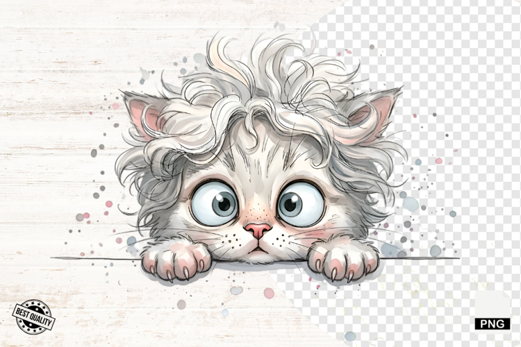 Whimsical Peeking Cat Png - Cats Clipart