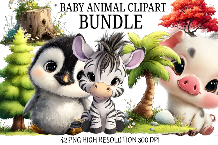 Baby Animal Clipart Bundle | Cute Nursery PNG Set