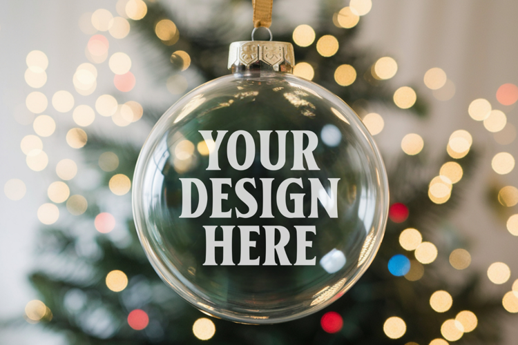 Acrylic Christmas Ornament Mockups | Clear Holiday Ornament