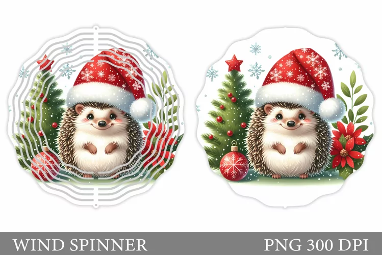 Christmas Hedgehog Wind Spinner. Christmas Wind Spinner