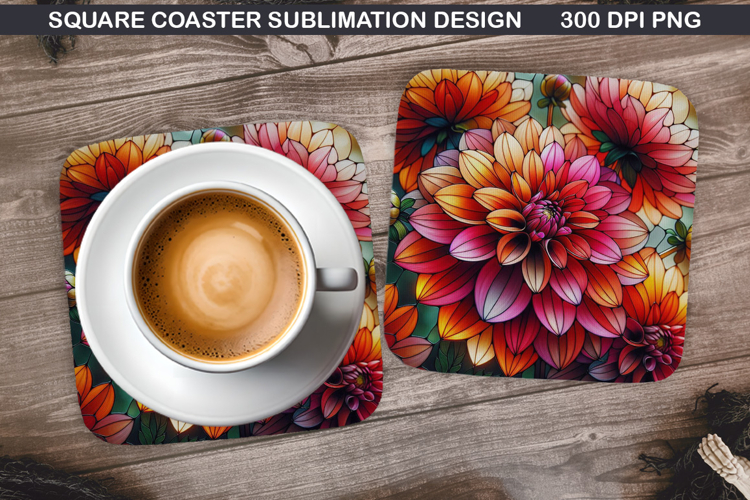 Flowers Coaster Sublimation, Summer Flowers Coaster PNG
