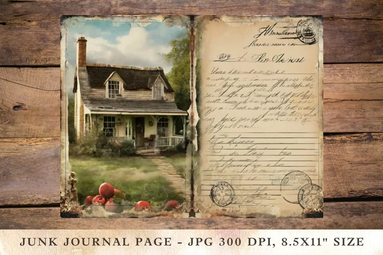 Printable Junk Journal Pages cottage house 1