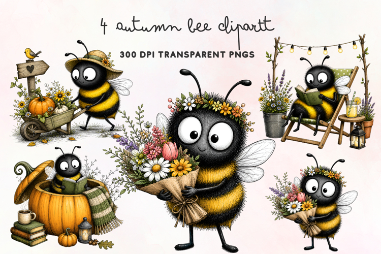 Autumn Bee Clipart PNG