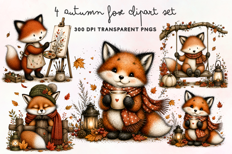 Autumn Fox Clipart PNG