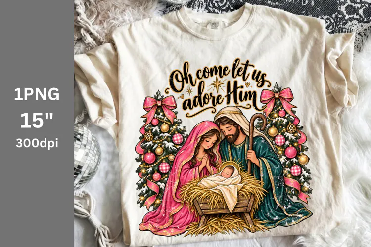 Christmas PNG, Oh come let us adore him PNG, Nativity PNG
