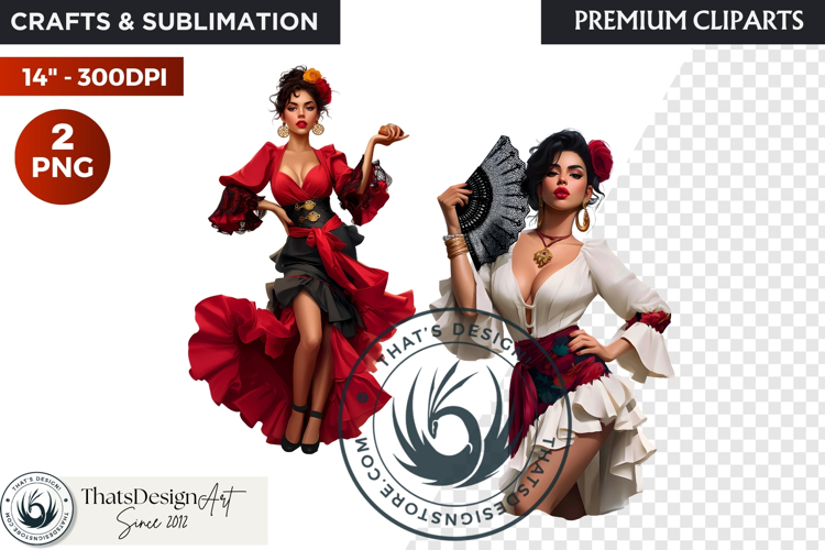 Spanish Flamenco dancer woman Clipart, Sevillana