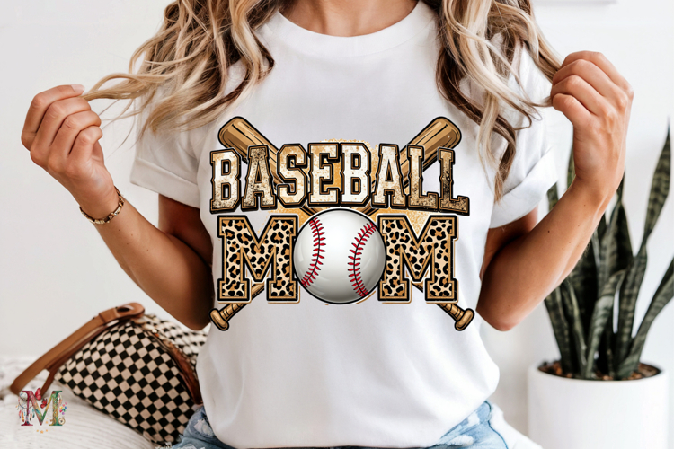 Baseball Mom PNG, Leopard Sports Game Day Sublimation example image 1