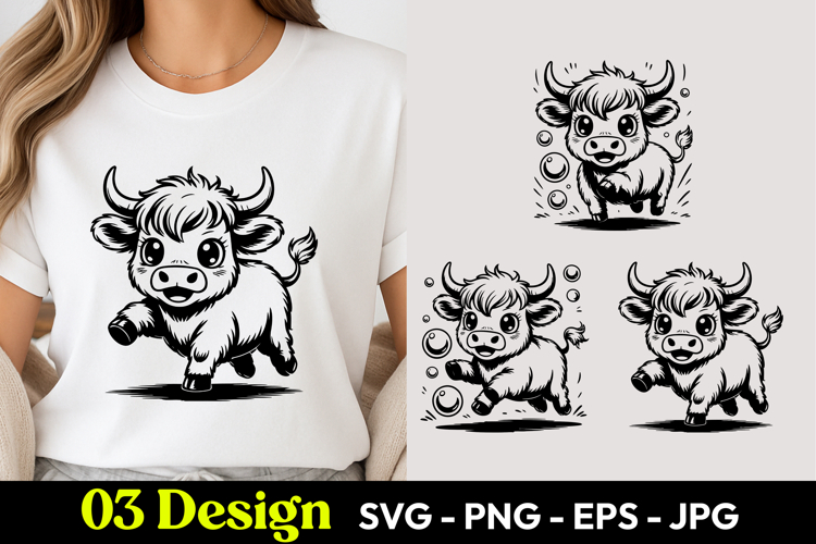 Running Cow Cartoon SVG PNG
