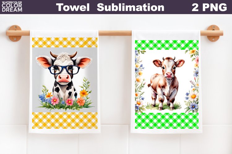 Farm Kitchen Waffle Towel | Cow Towel Sublimation example image 1