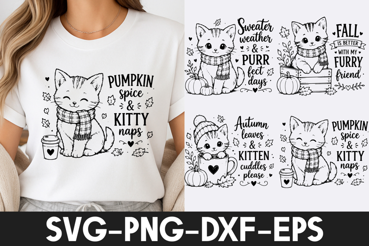 Cozy Autumn Kitten SVG PNG