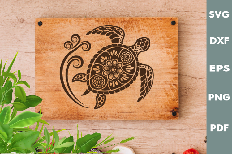 Turtle Design, Underwater World, Cutting board, Laser SVG