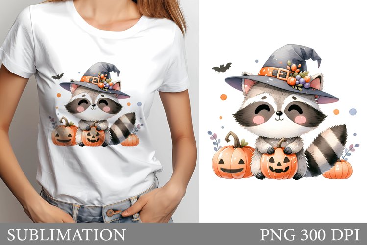 Halloween Raccoon T-Shirt Design. Halloween Sublimation