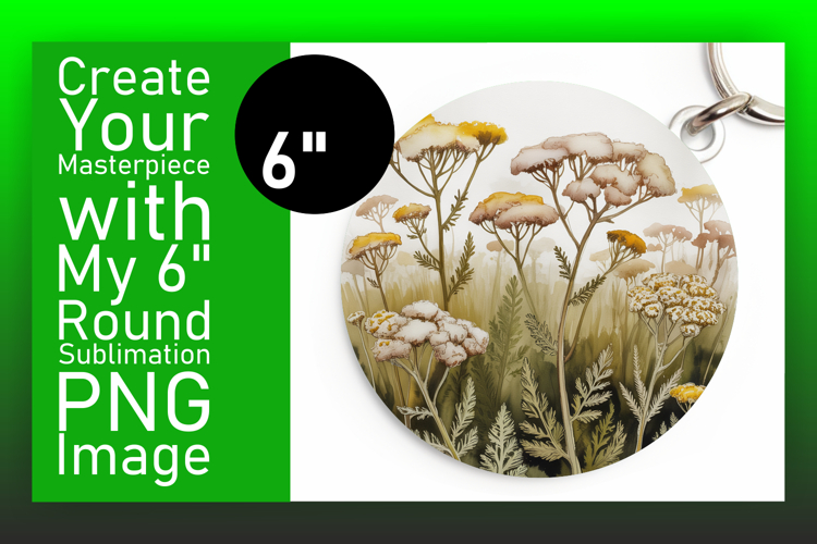 Vibrant Round Design Coaster Template , Flowers