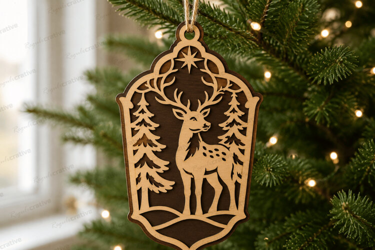 Nativity Lamp Ornament Laser Cut Christmas SVG,Christmas SVG example image 1