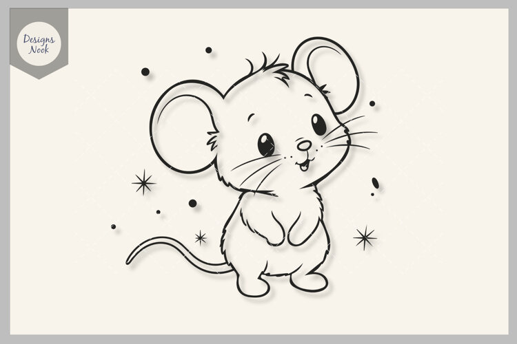 Cute Baby Mouse SVG, Adorable Little Mouse Cut File, Nursery example image 1