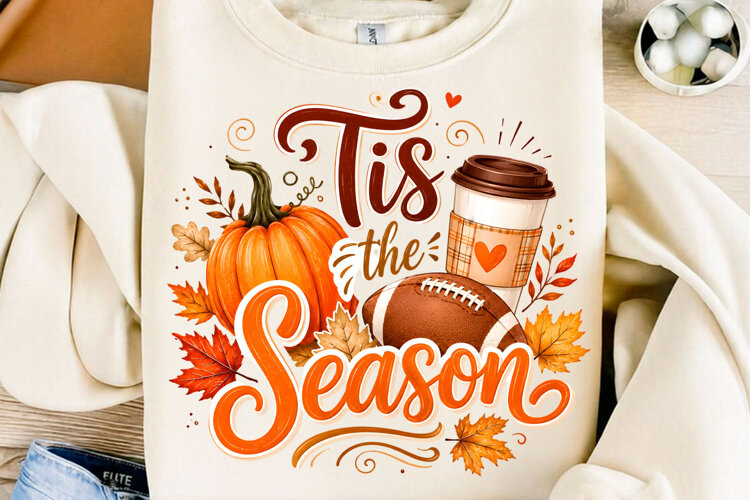 Tis the Season Football Coffee Fall PNG example image 1