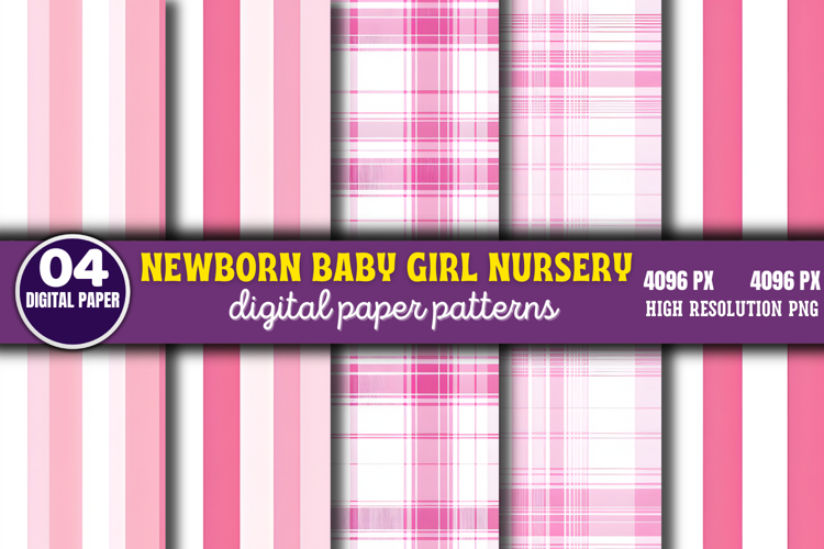Newborn Baby Girl Nursery Paper Pattern PNG