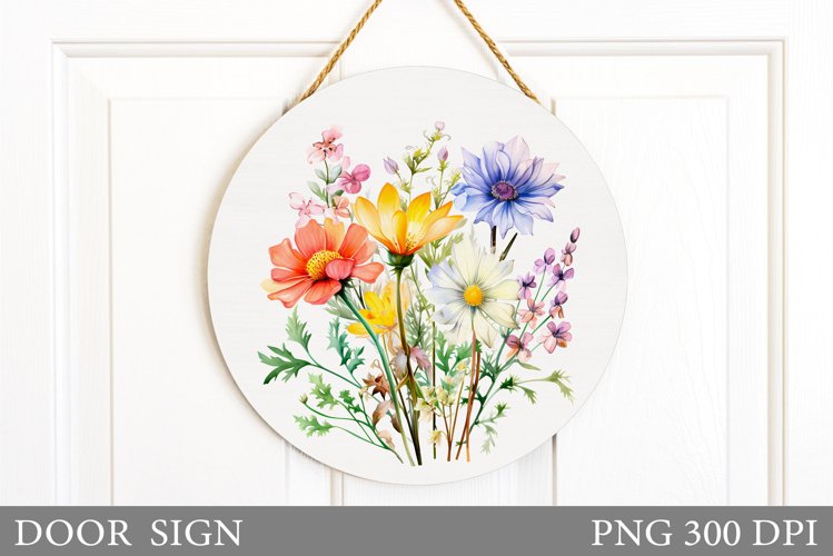 Wildflowers Door Sign Sublimation. Flowers Door Sign Design