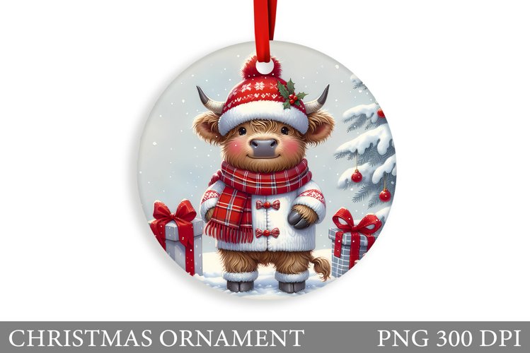 Cute Cow Christmas Ornament. Christmas Ornament Sublimation example image 1