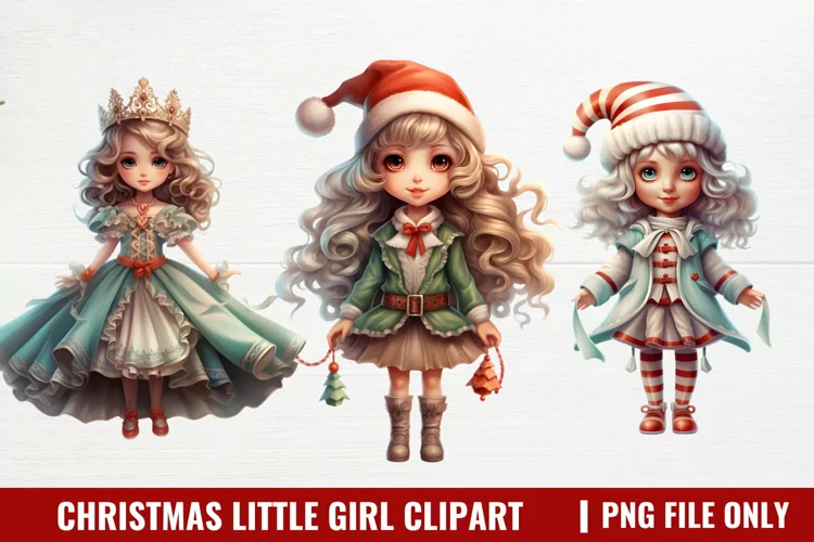 Christmas Little Girl Clipart Sublimation