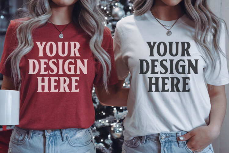 Bella Canvas 3001 Christmas Couple Mockup ,3001 Couple Mock example image 1