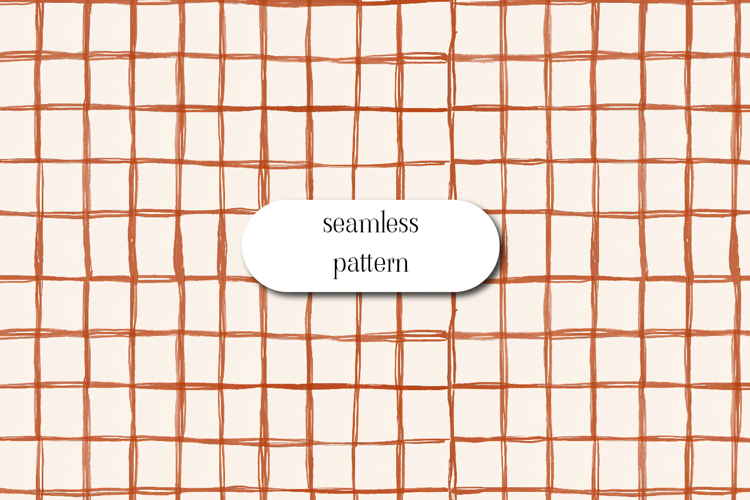 Rust Hand Drawn Grid Minimal Seamless Pattern