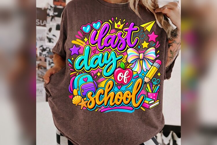 Last Day of School PNG, Colorful Teacher Student Design example image 1