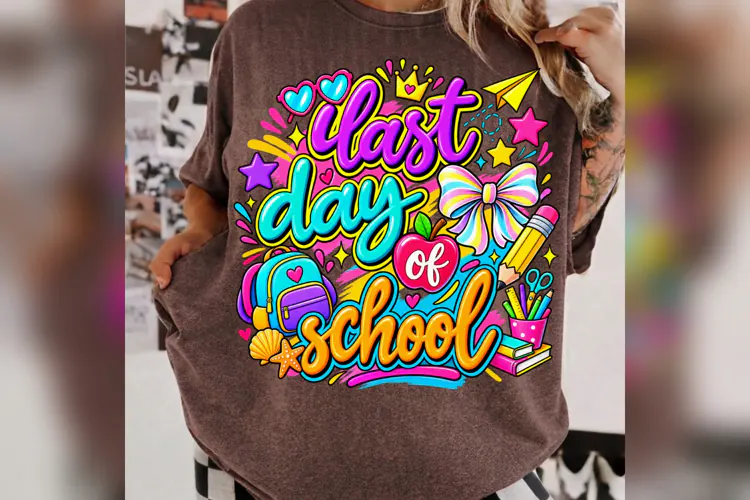 Last Day of School PNG, Colorful Teacher Student Design