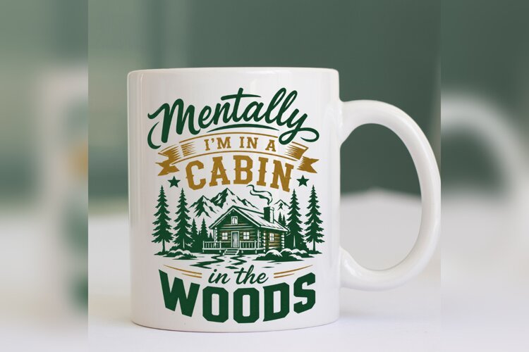 Mentally I'm in a Cabin in the Woods PNG, Retro Forest Cabin example image 1