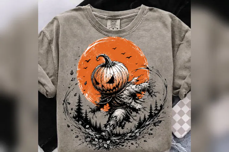 Pumpkin Head Scarecrow PNG, Jack O Lantern Halloween Design,