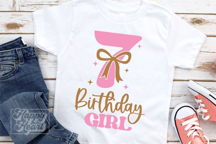 7th Birthday Girl SVG - Seven Bow 7 Birthday Girl PNG