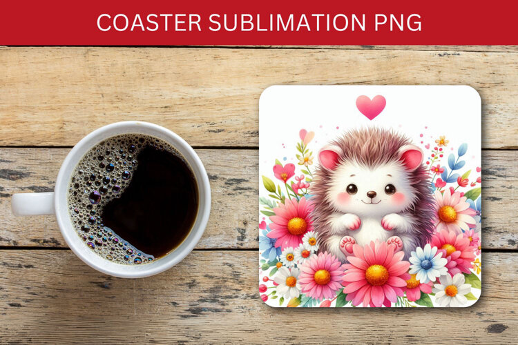 square coaster - baby hedgehog example image 1