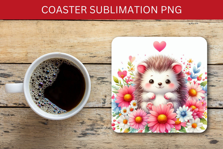 square coaster - baby hedgehog